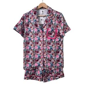 Awe Smocks‎ Taylor Swift Eras Inspired Pajama Set Pink Short Sleeve Shorts M NEW